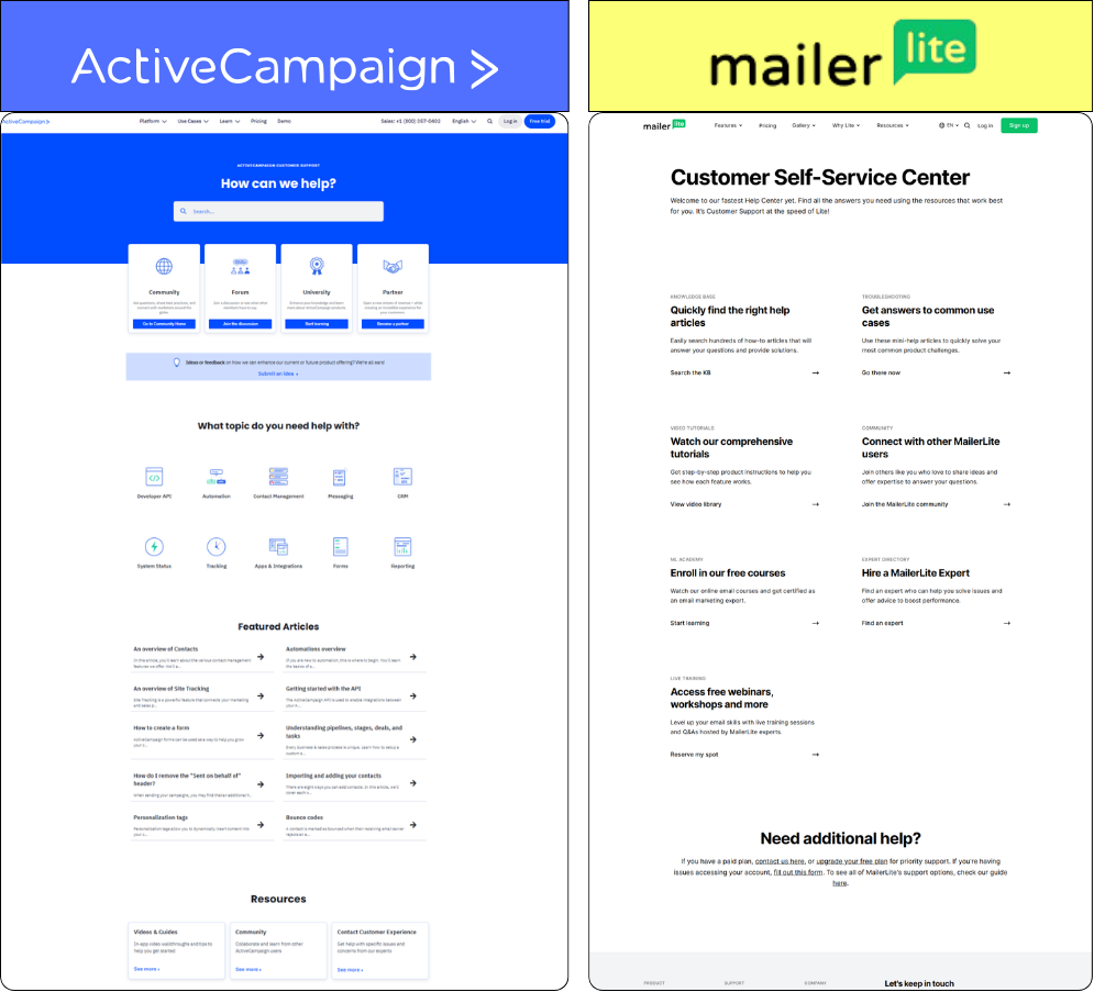 MailerLite vs ActiveCampaign: Community and learning resources