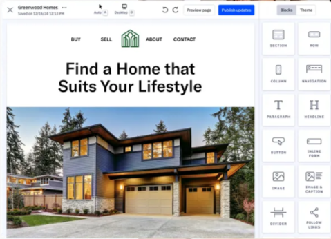 MailerLite vs. ActiveCampaign: ActiveCampaign landing page builder