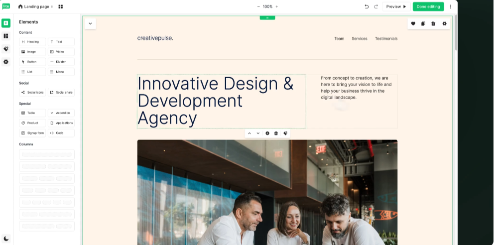 MailerLite vs. ActiveCampaign: mailerlite landing page builder