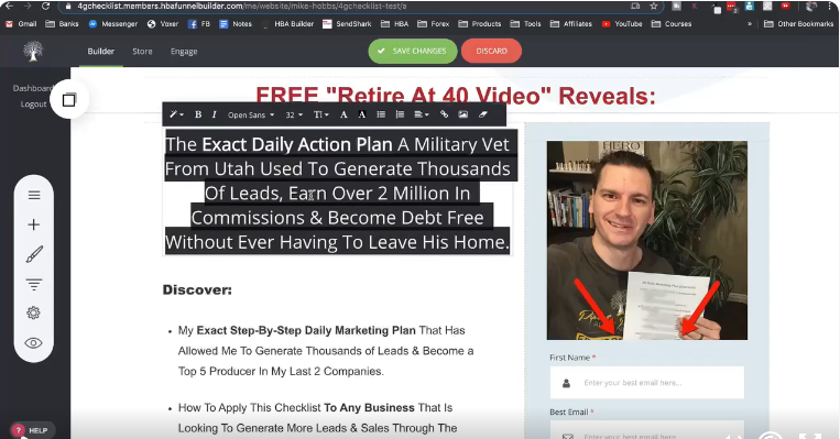 The Home Business Academy Funnel Builder in action.