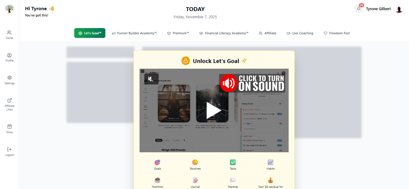Inside The Home Business Academy dashboard overview