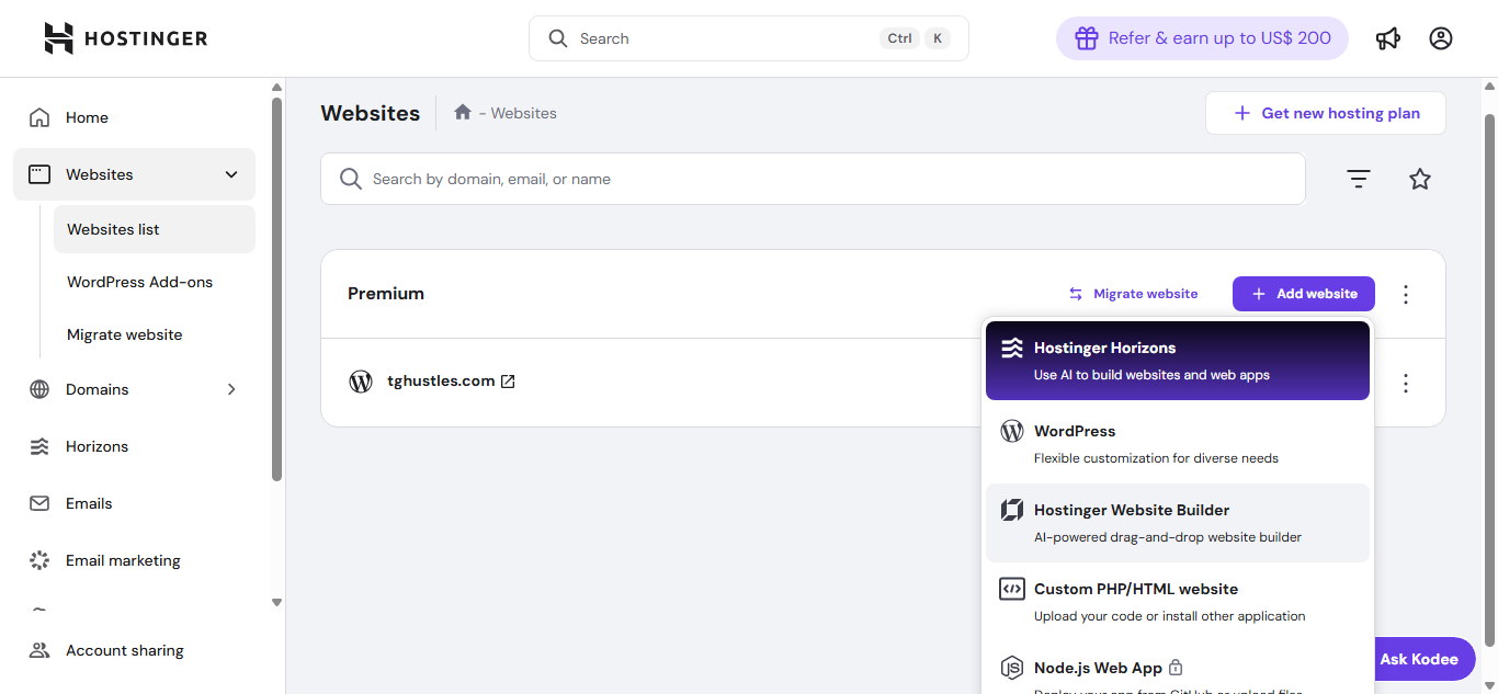 Hostinger website builder