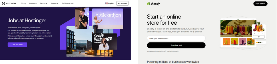 Hostinger vs shopify