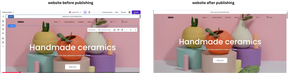 Hostinger Website publishing before and after