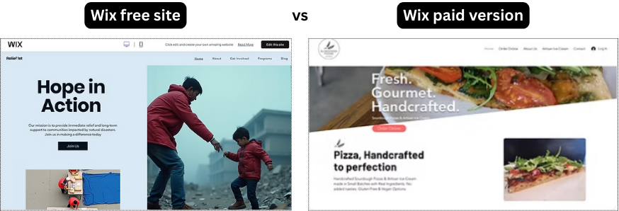 Wix website builder: free site vs the paid version