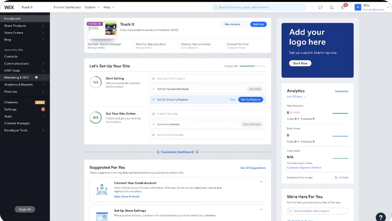 Wix blog post dashboard