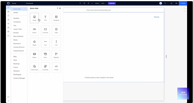Wix's editor interface