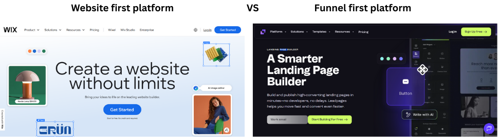 Website first vs. funnel-first platform