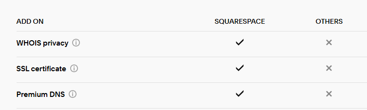 hosting, security, and maintenance handled by Squarespace