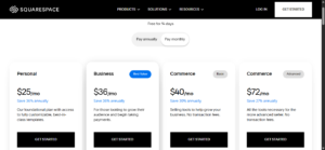 Squarespace pricing tiers